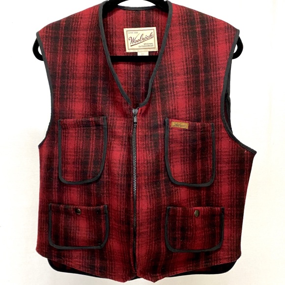 Woolrich Other - Woolrich MEN Utility Vest Red & Black Plaid MEDIUM